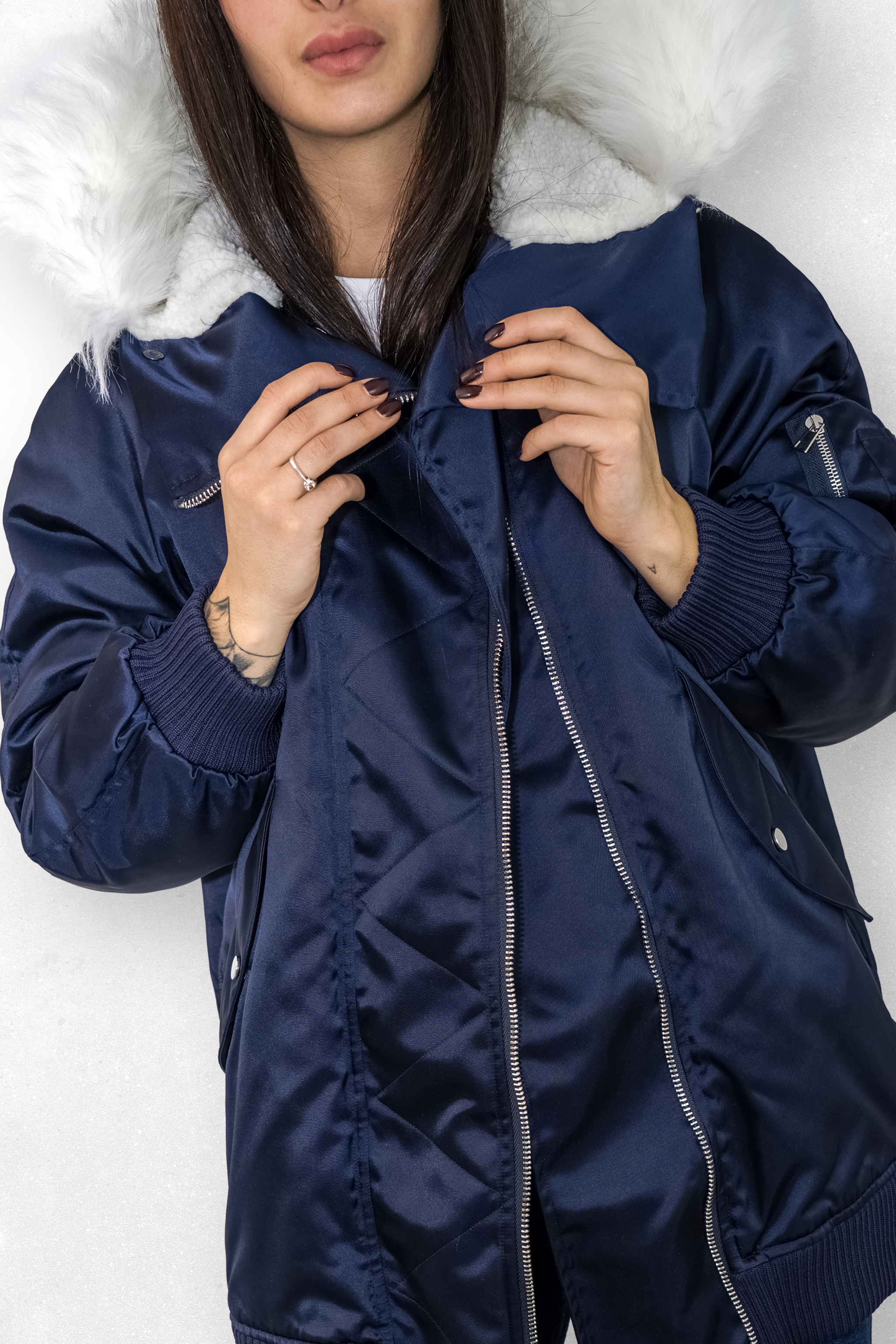 Dondup over donna con cappuccio di pelliccia