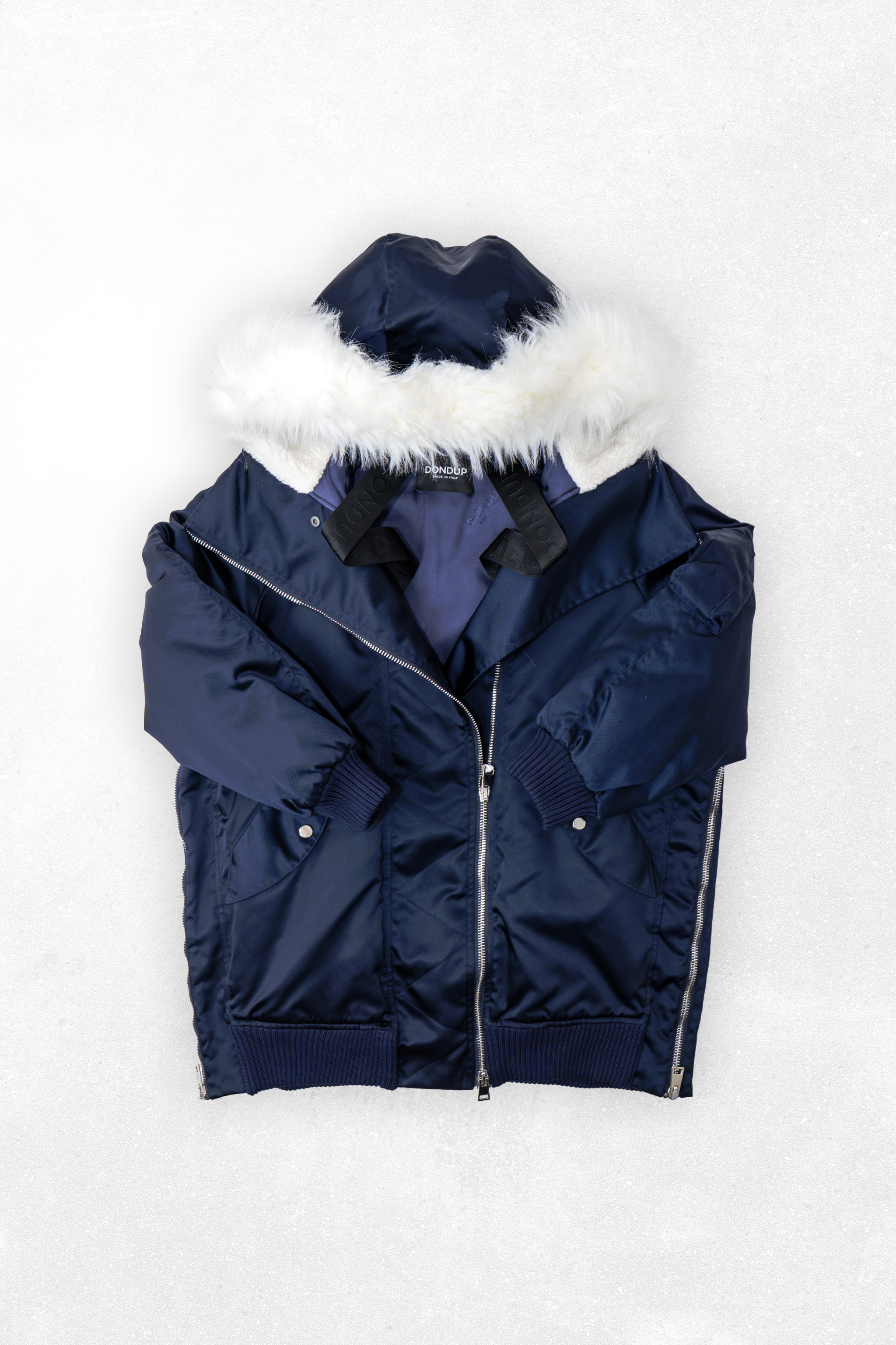 Dondup over donna con cappuccio di pelliccia