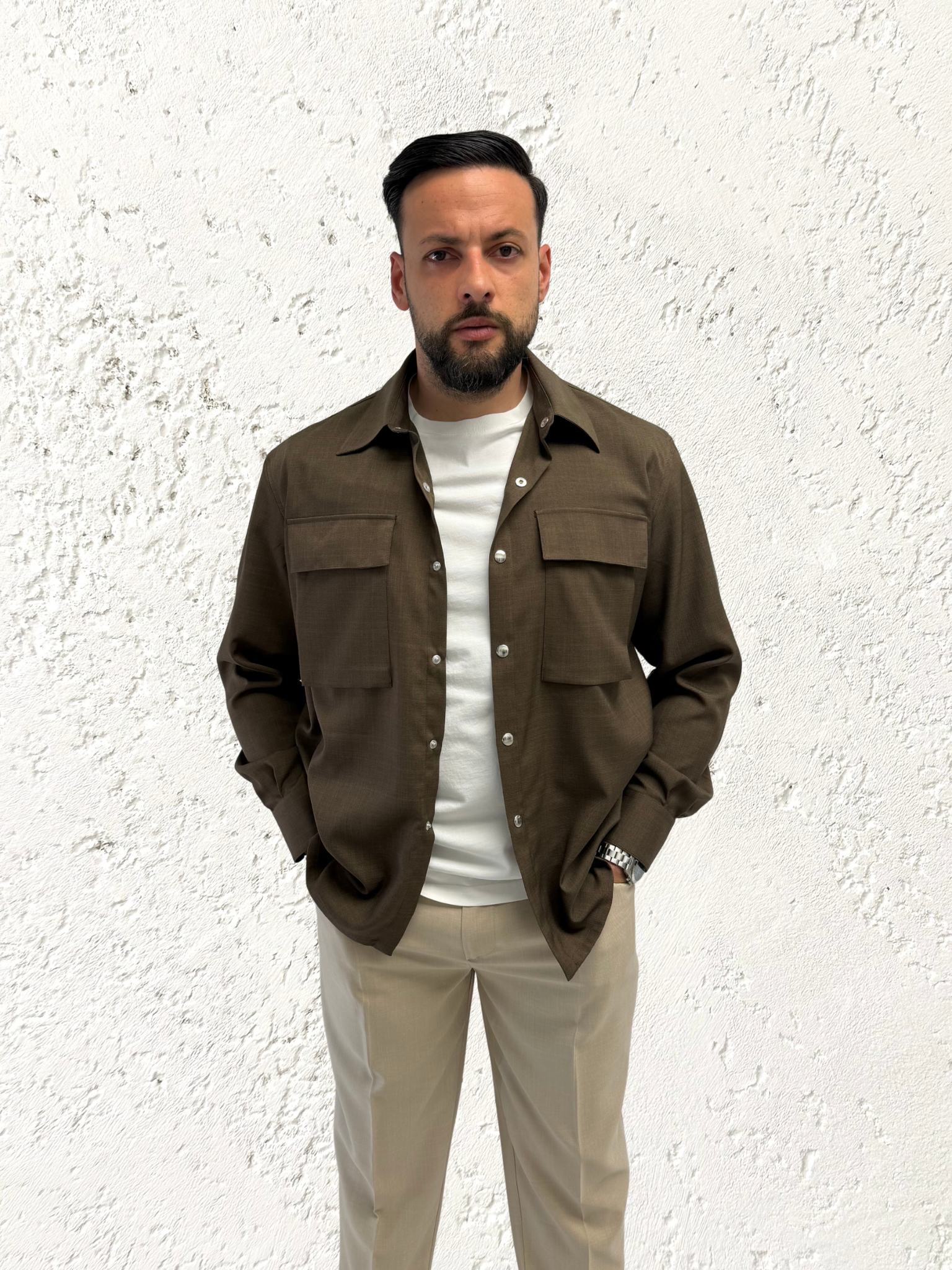 Gabardine camicia overshirt